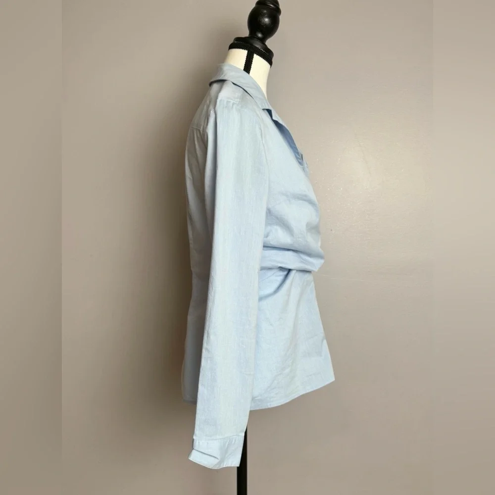 New York & Company light blue wrap buckle blouse size 6/small - Picture 2 of 12